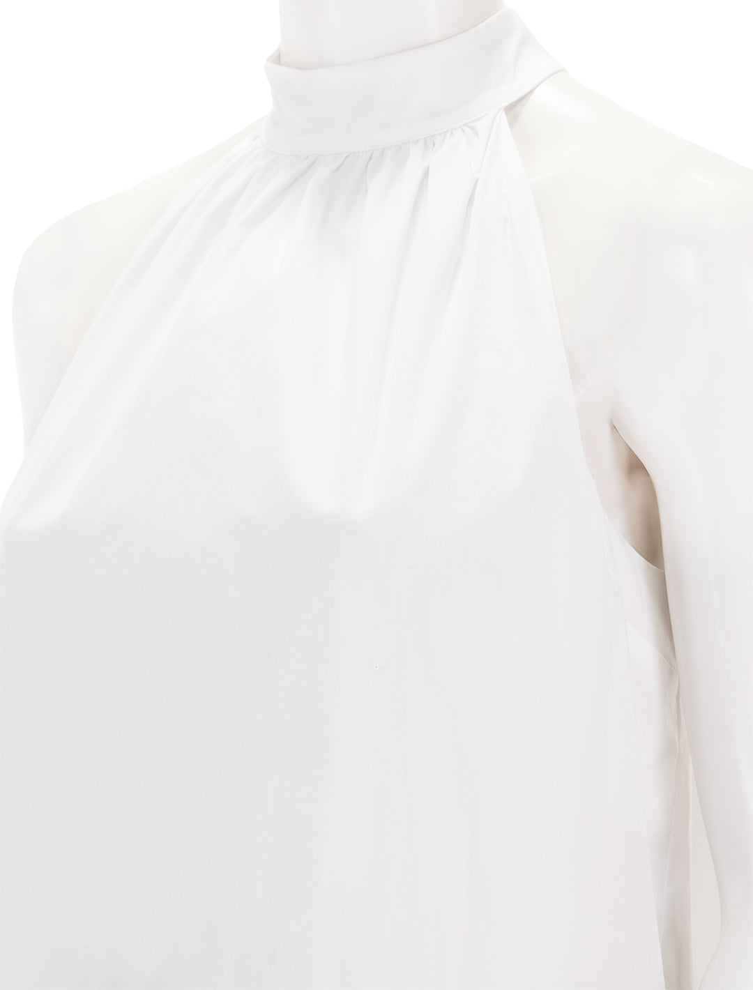 Close-up view of STAUD's marlowe dress in white.