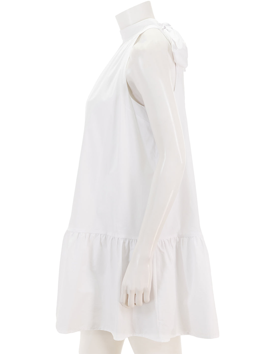 Side view of STAUD's marlowe dress in white.