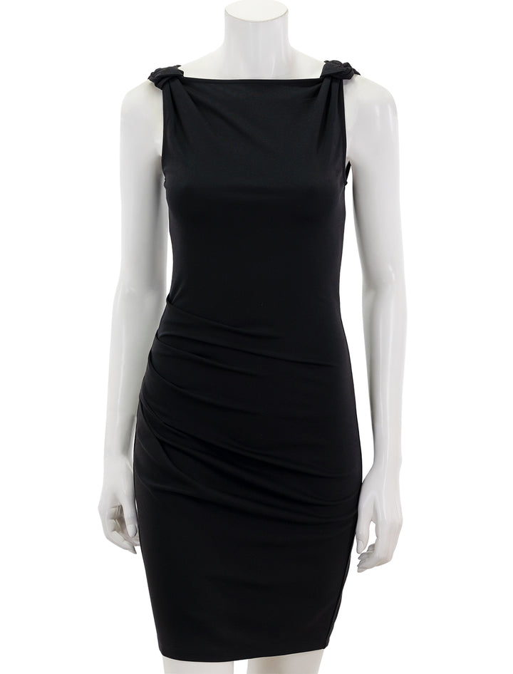 Front view of STAUD's kyal dress in black.