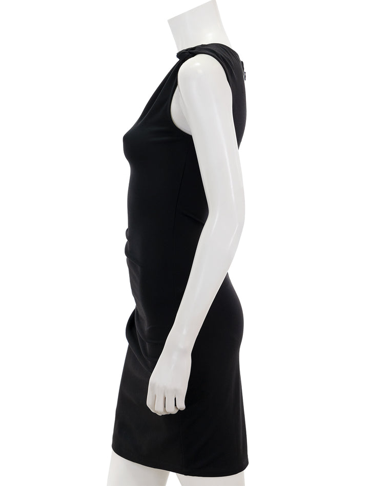 Side view of STAUD's kyal dress in black.