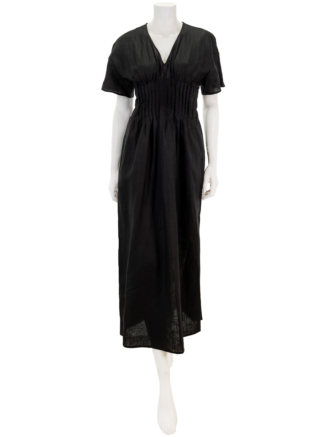 Front view of Staud's lauretta dress in black.