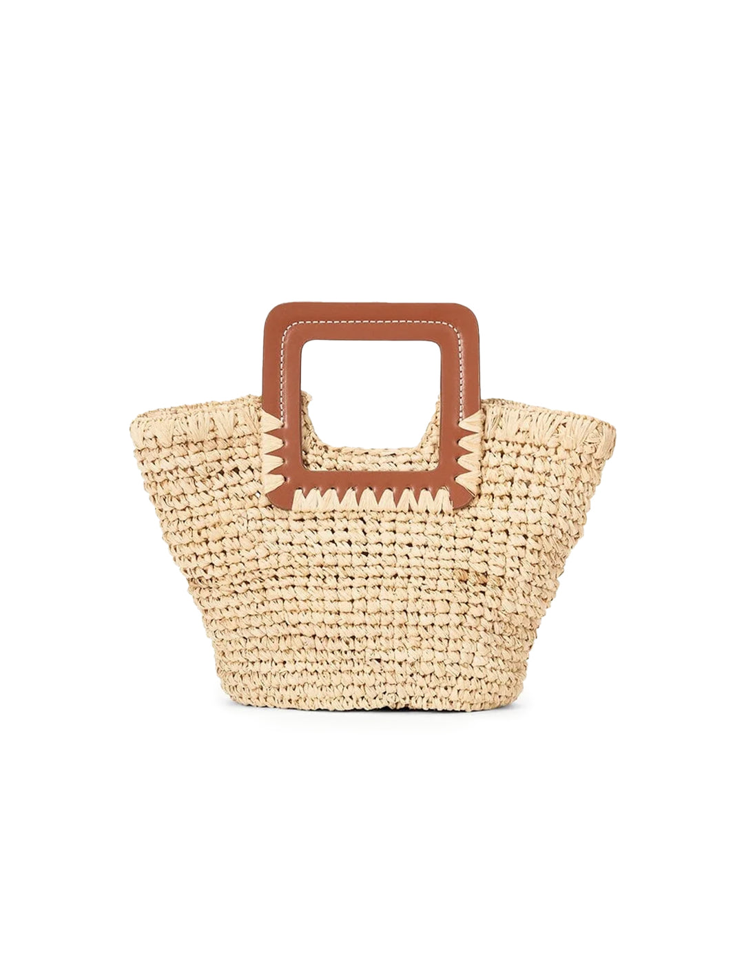 Front view of STAUD's shirley mini bucket in natural.