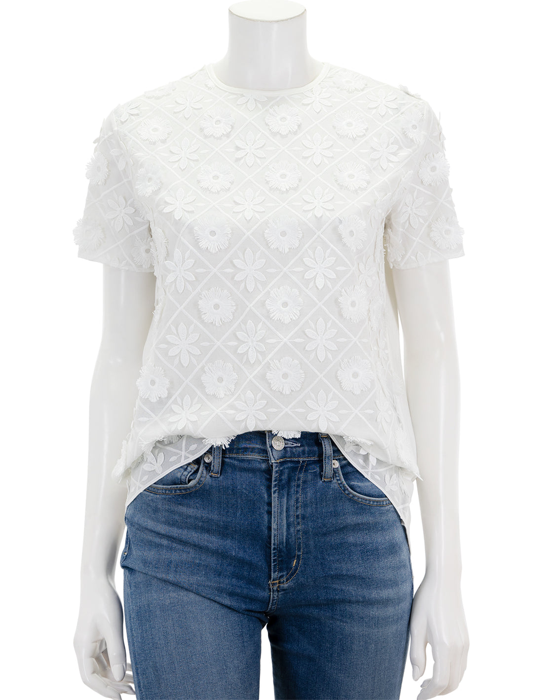 Front view of Vilagallo's darzie top in ivory.