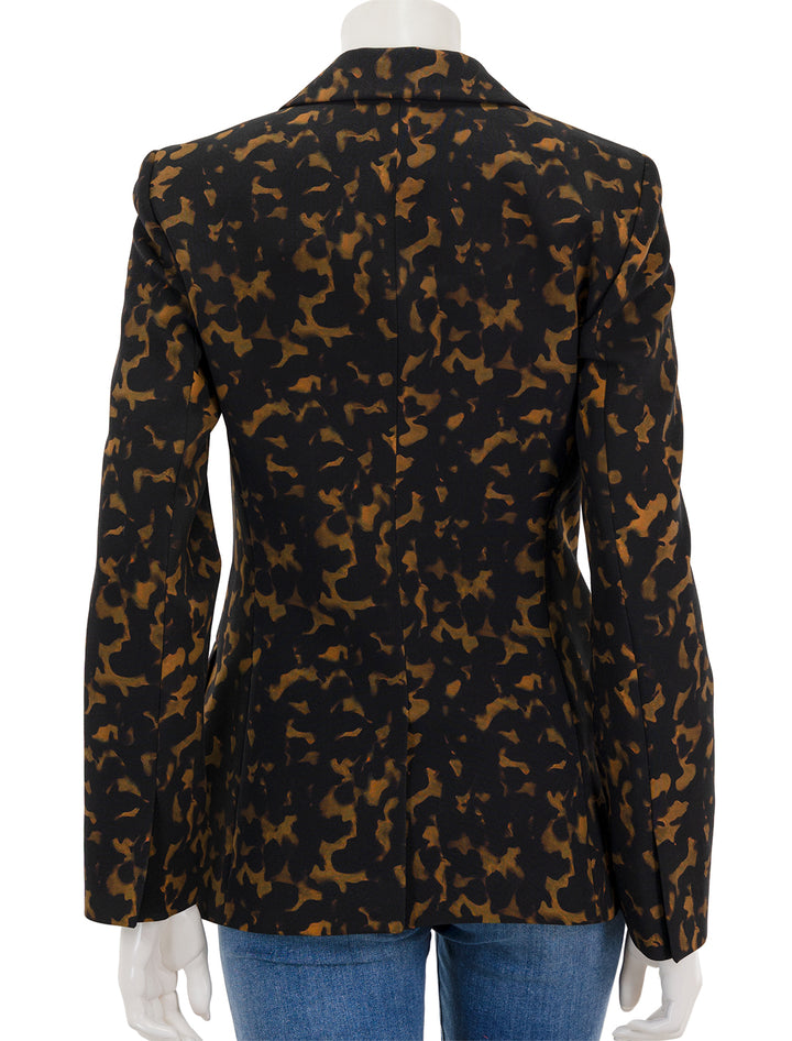 Back view of Theory's staple blazer in tortoise shell print.