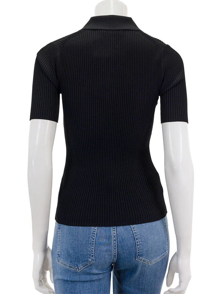 Back view of Theory's rib polo compact top in black.