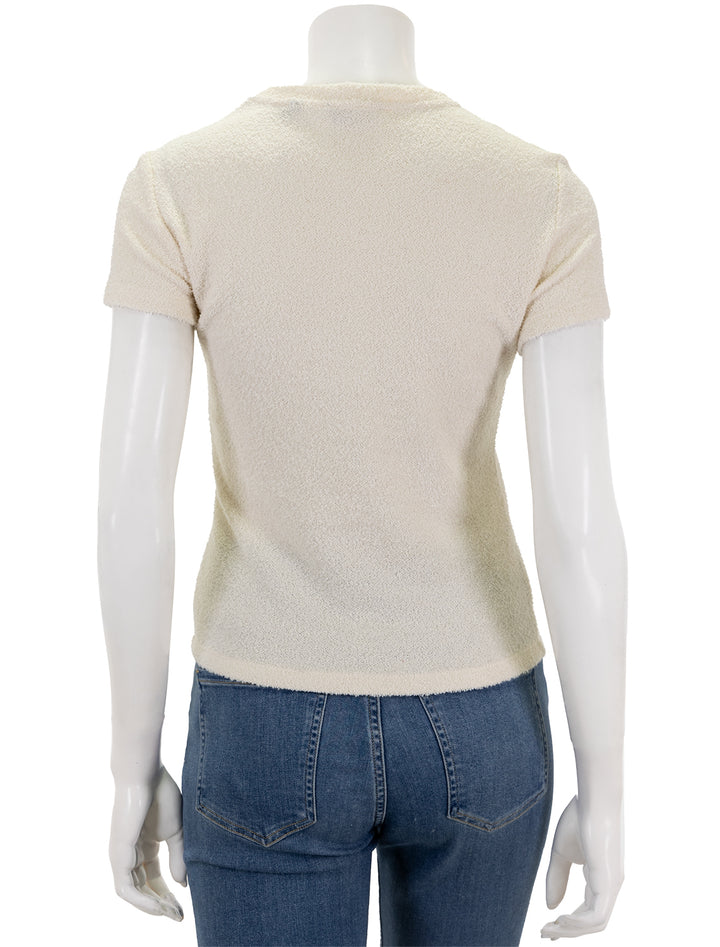 Back view of Theory's tiny tee in ivory boucle.
