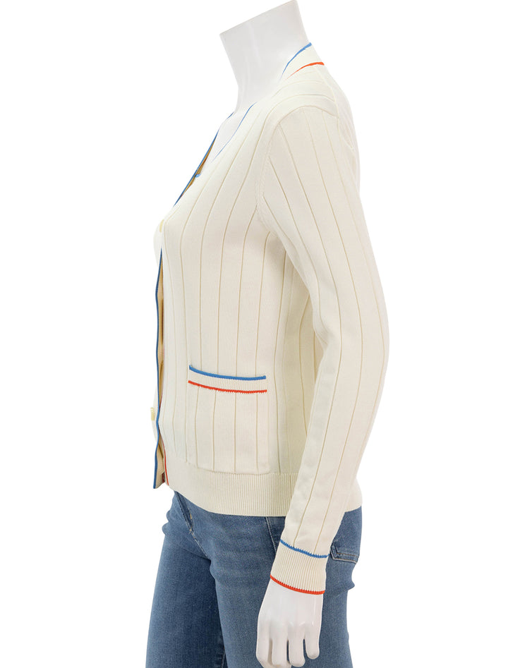 side view of the dede cardi in cream
