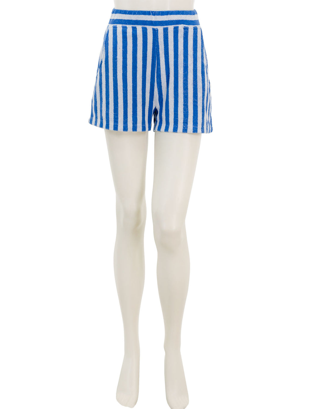 Front view of KULE's the terry venus in royal and poppy stripe.