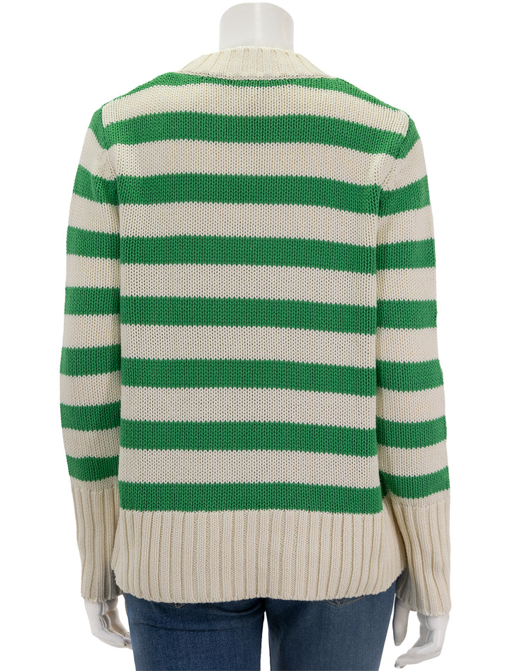 Back view of KULE's the tatum in cream and green stripe.