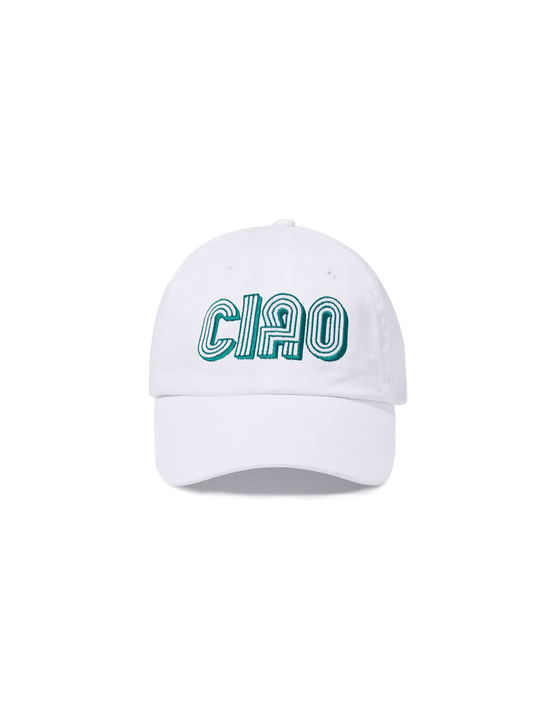 Front view of KULE's the CIAO kap in white.