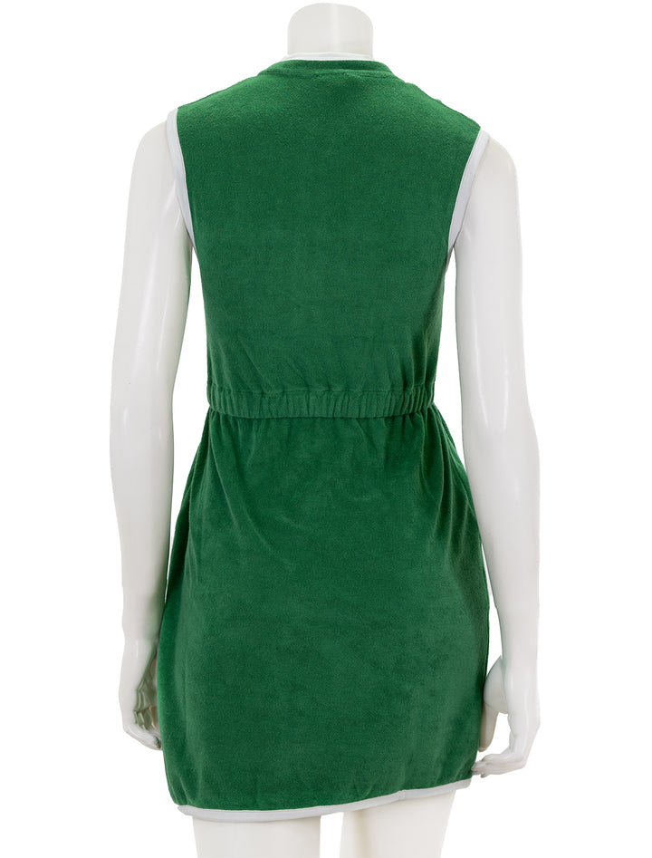 Back view of KULE's the terry dress in green.