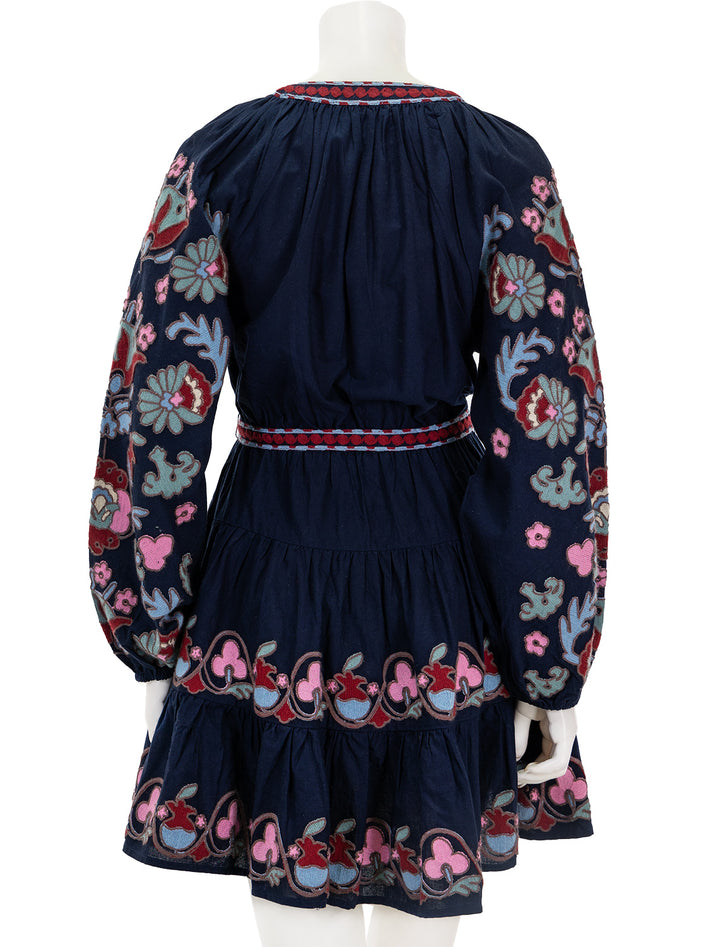 Back view of Sea NY's eclisse embroidery tunic dress in navy.