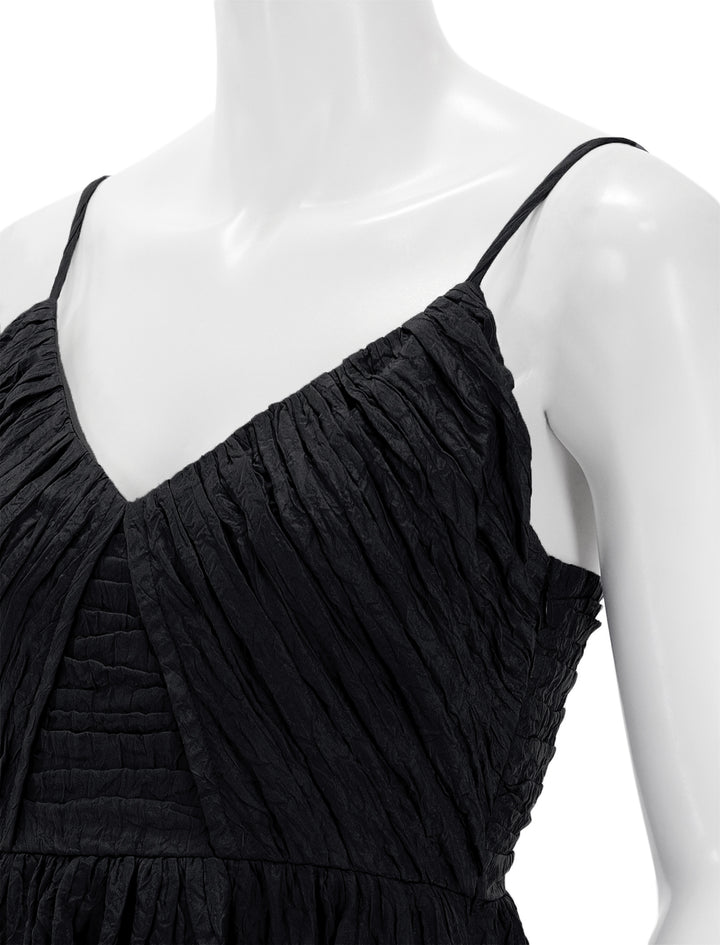 Close-up view of Sea NY's Siya Silk Layered Dress in Black.