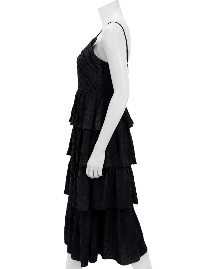 Side view of Sea NY's Siya Silk Layered Dress in Black.
