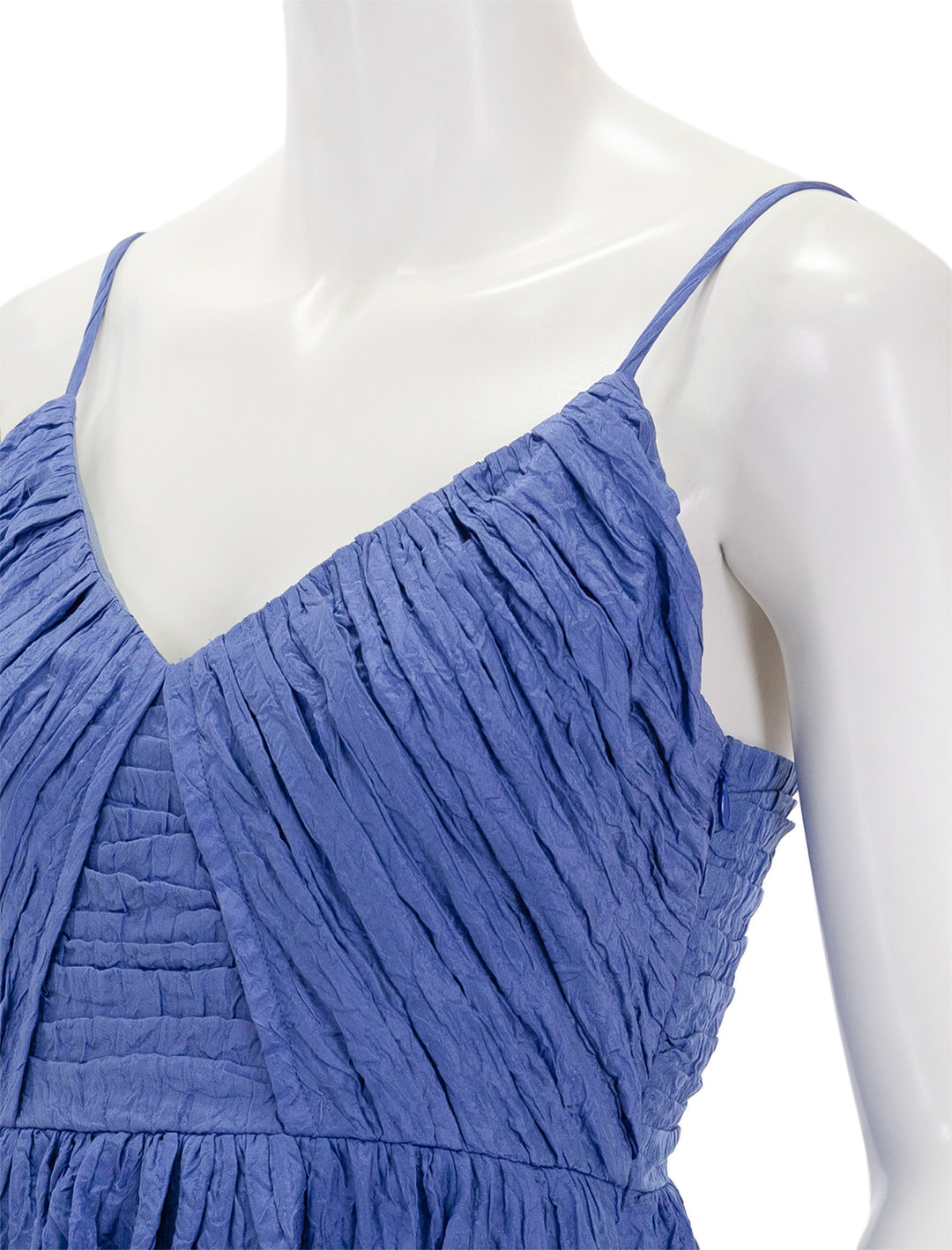 Close-up view of Sea NY's Siya Silk Layered Dress in Blue.
