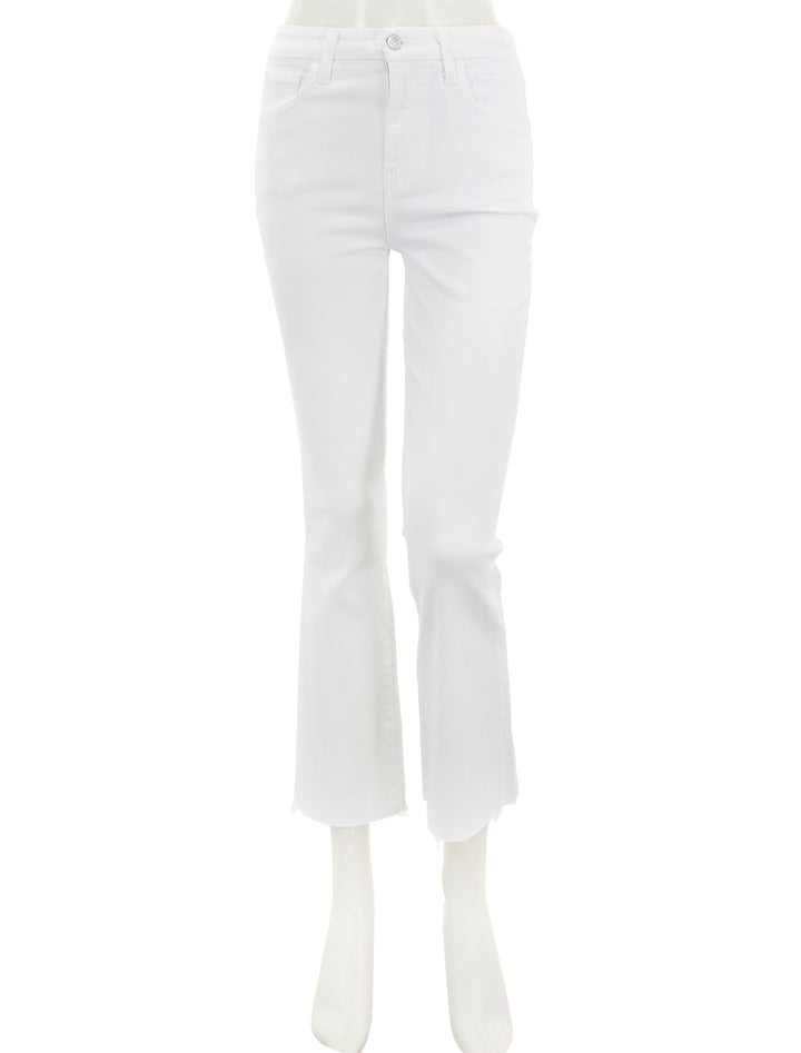 Front view of Frank & Eileen's killian crop flares in white.