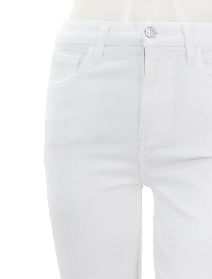 Close-up view of Frank & Eileen's killian crop flares in white.