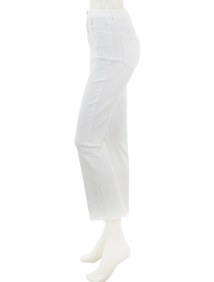 Side view of Frank & Eileen's killian crop flares in white.