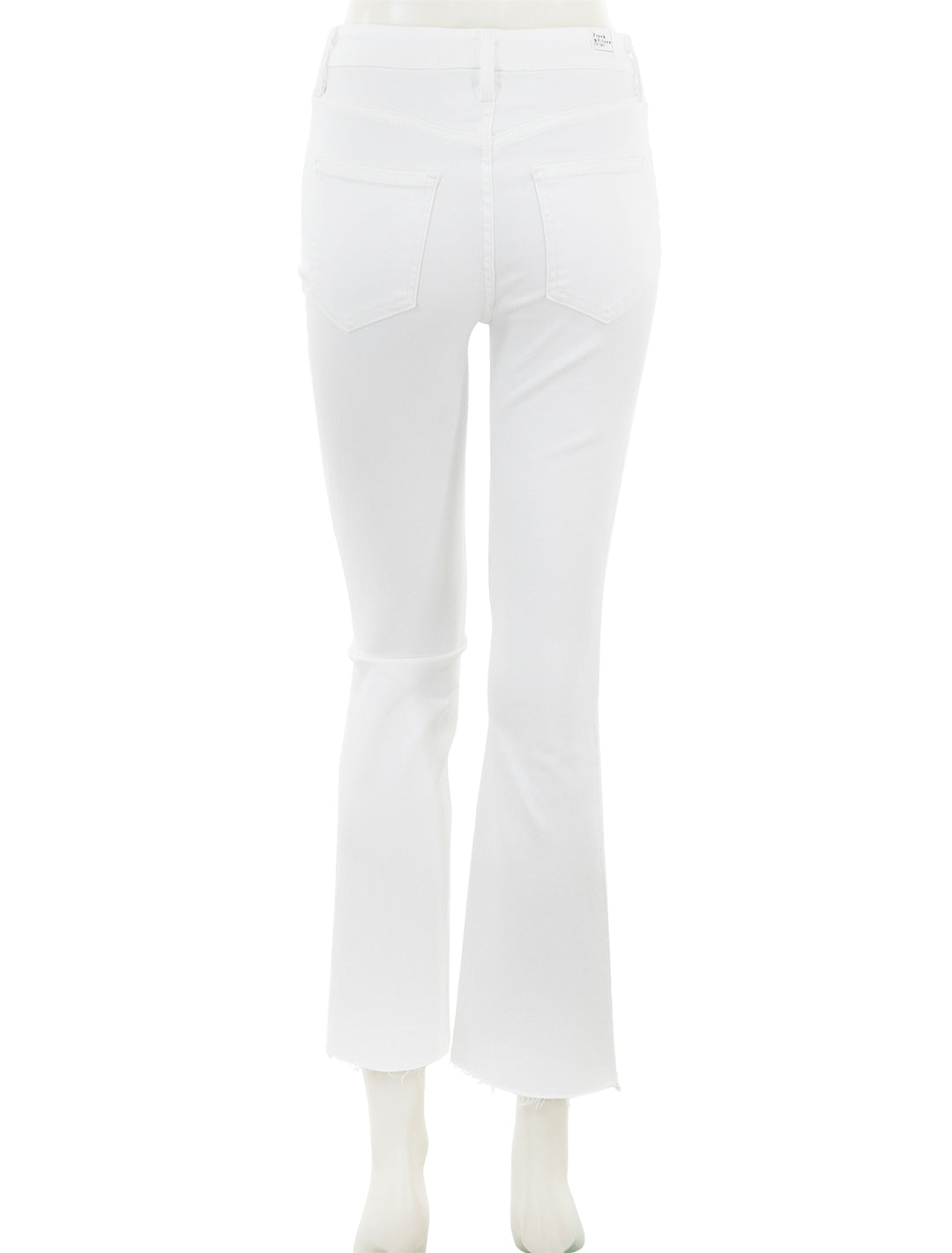 Back view of Frank & Eileen's killian crop flares in white.