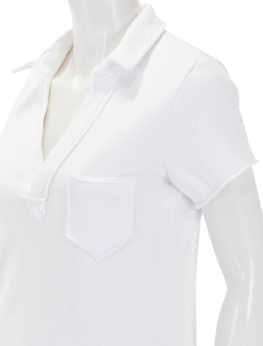 Close-up view of Frank & Eileen's lauren polo dress in white.