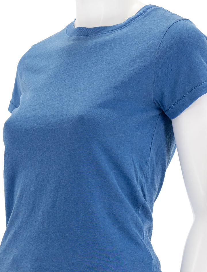 Close-up view of Alex Mill's prospect tee in washed cobalt.