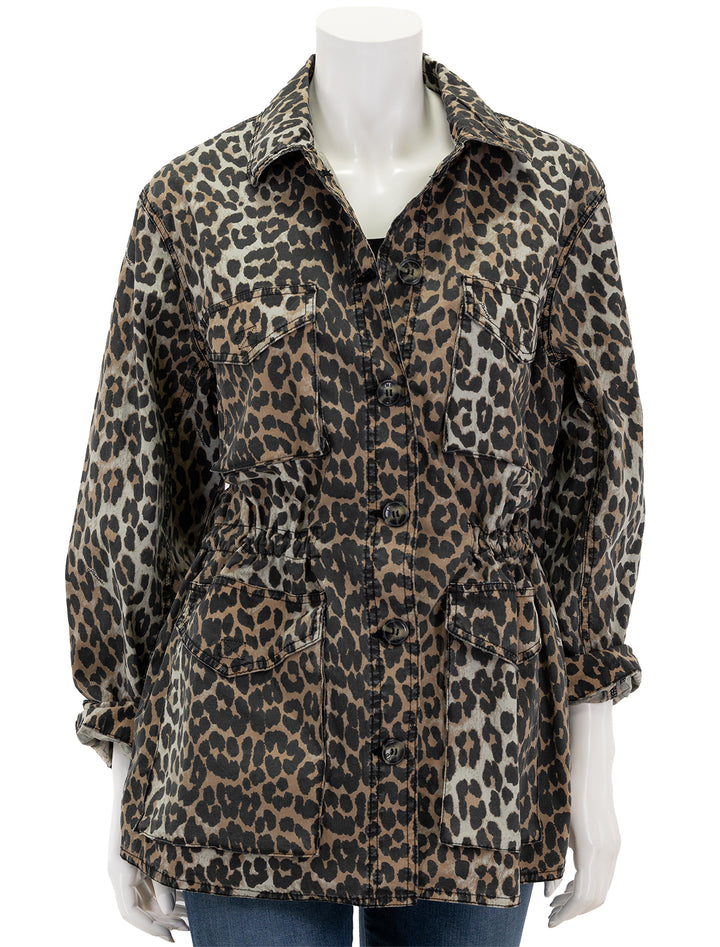 cotton canvas jacket in almond milk leopard
