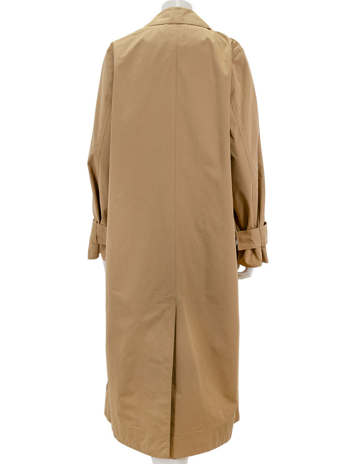 Back view of GANNI's cotton twill coat in tigers eye.