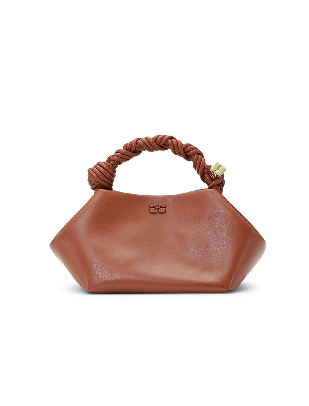 Front view of GANNI's small bou bag in terracotta.