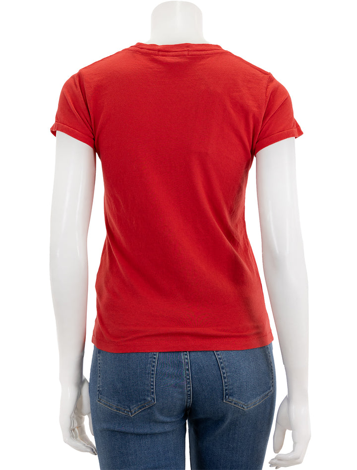 Back view of Alex Mill's prospect tee in cardinal.