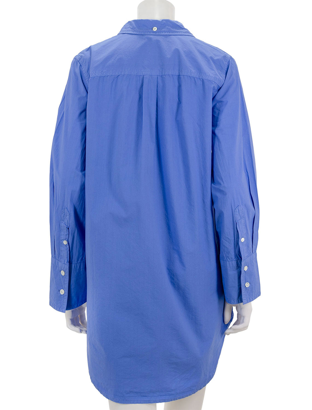 Back view of Alex Mill's belle shirt dress in french blue paper poplin.