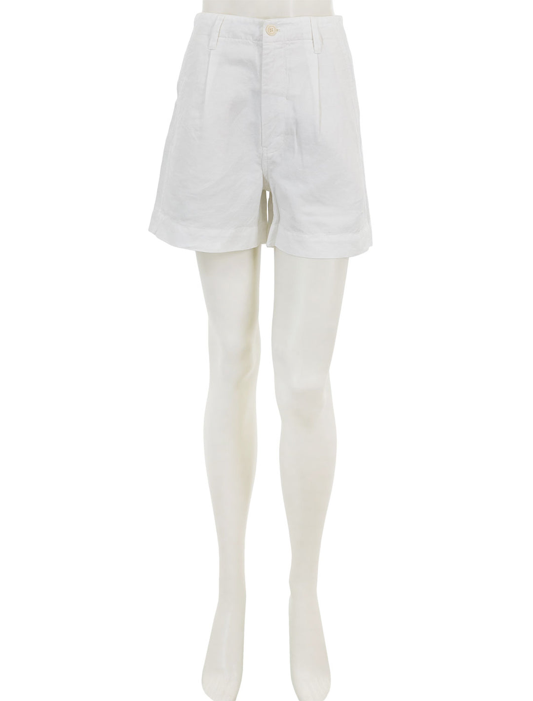 Front view of Alex Mill's pleated twill shorts in ecru.