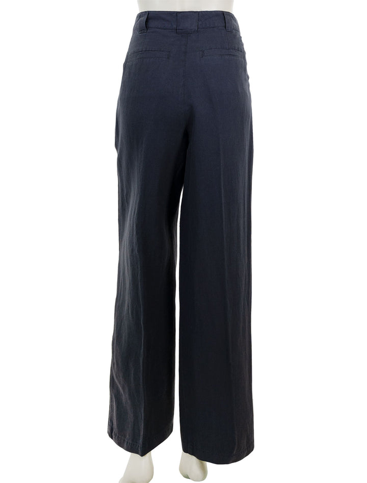 Back view of Alex Mill's madeline twill pleated trouser in washed black.