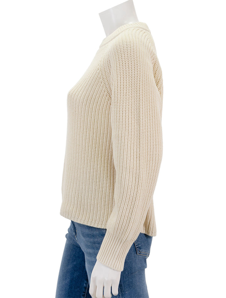 Side view of Alex Mill's Amalie Pullover Sweater in Ivory.
