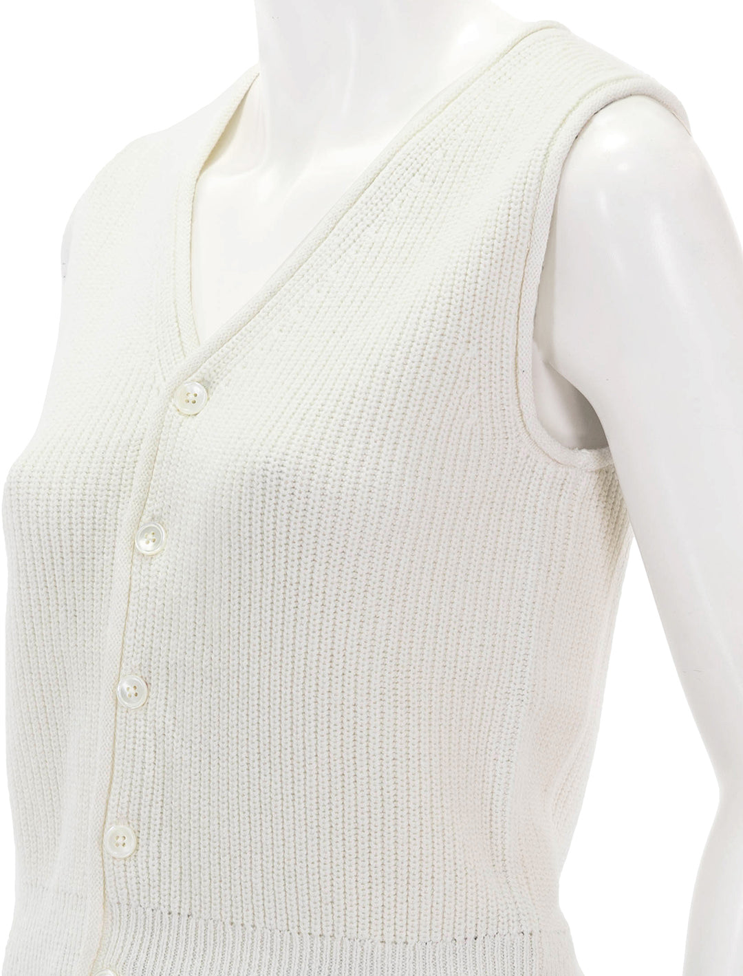 close up view of eldridge sweater vest in off-white