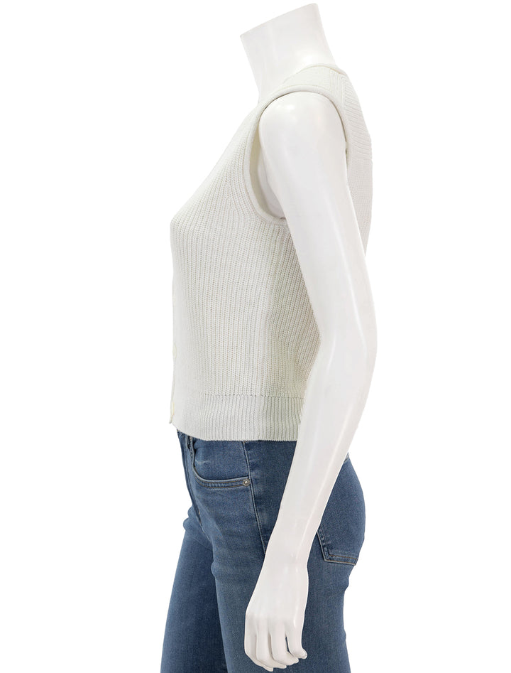 side view of eldridge sweater vest in off-white