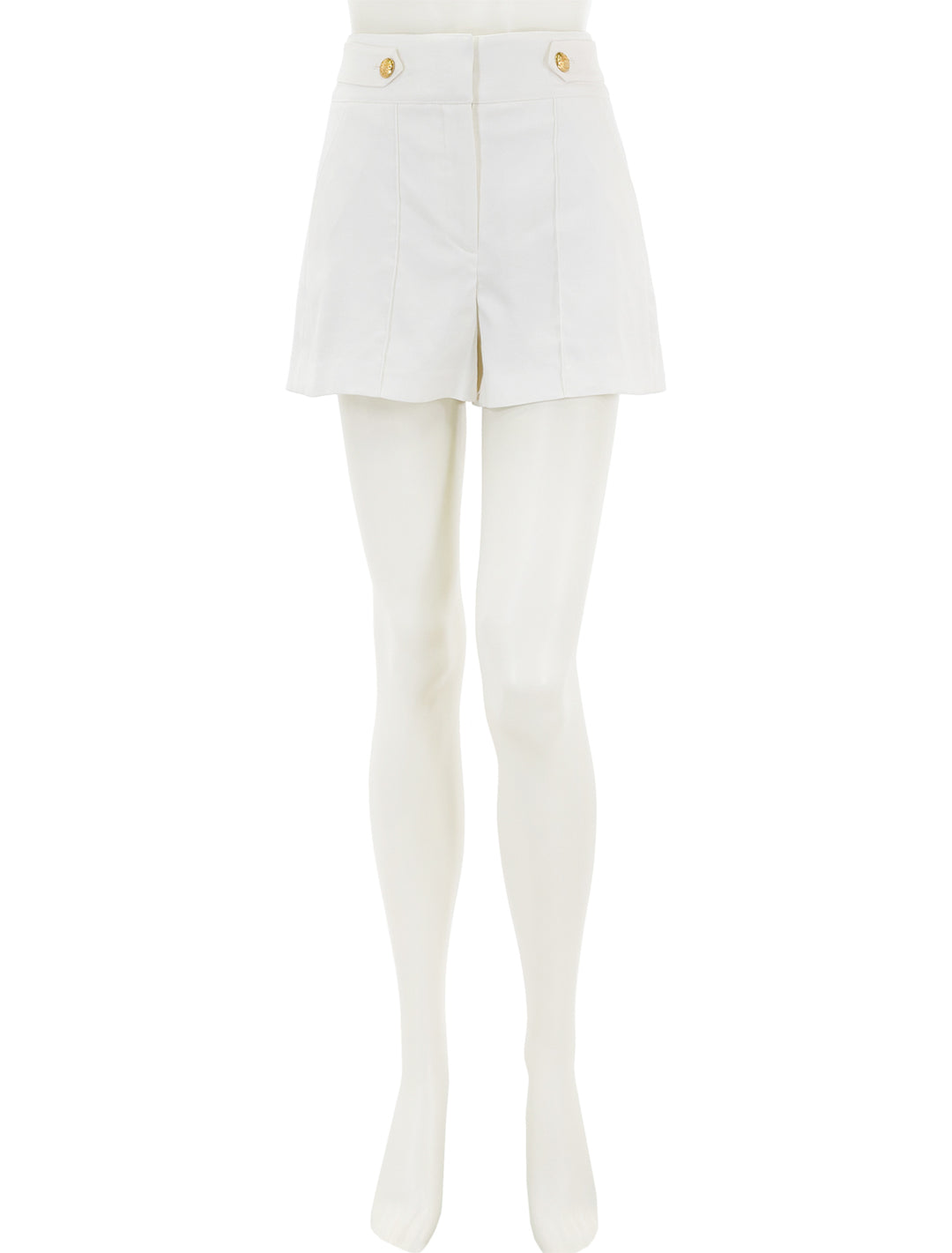 Front view of Veronica Beard's runo shorts in white.