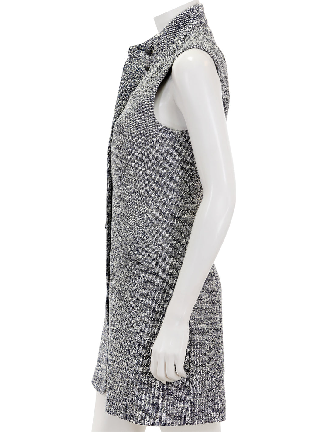 Side view of Rag & Bone's slade italian tweed vest dress.