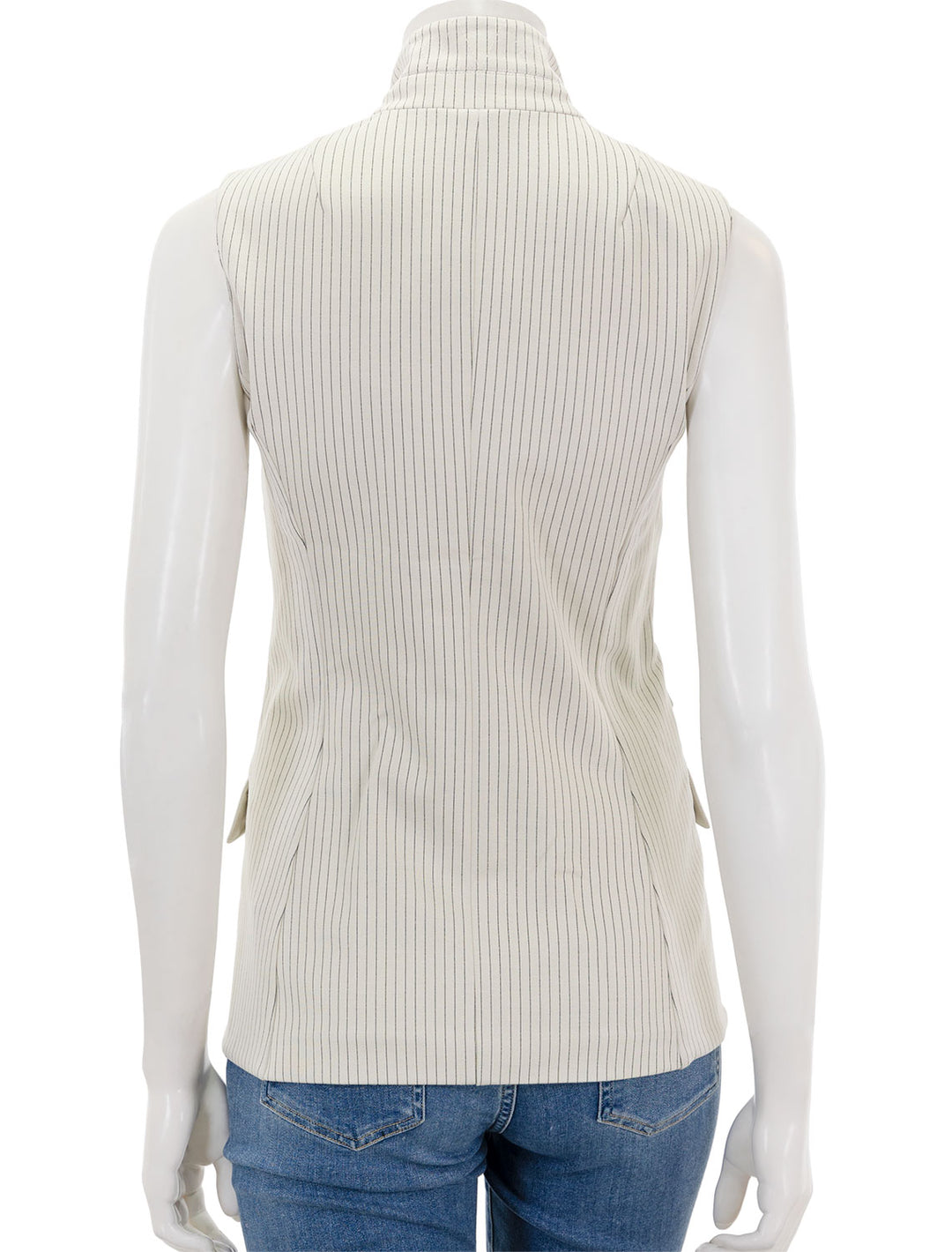 Back view of Rag & Bone's ponte slade vest in ivory stripe.