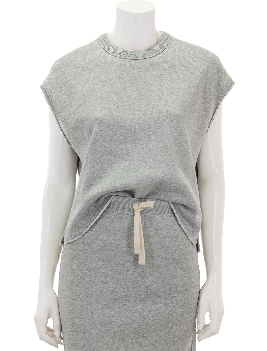 Front view of Rag & Bone's vintage terry muscle tee in heather grey.