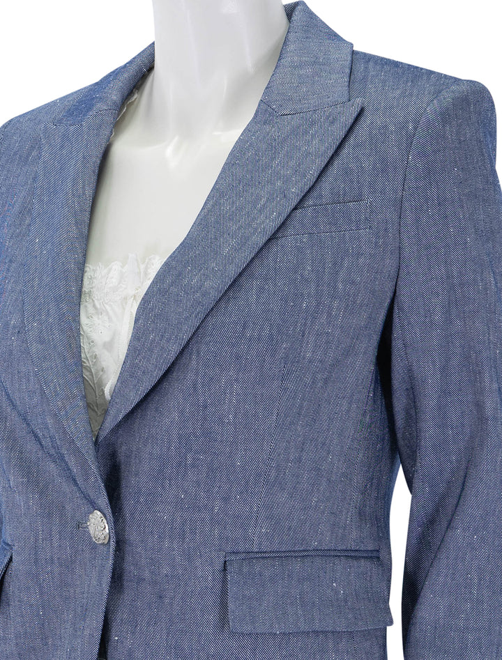 close up view of hosanna dickey jacket in blue melange
