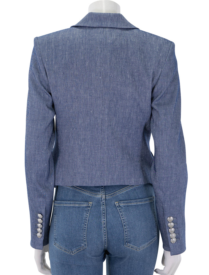 back view of hosanna dickey jacket in blue melange