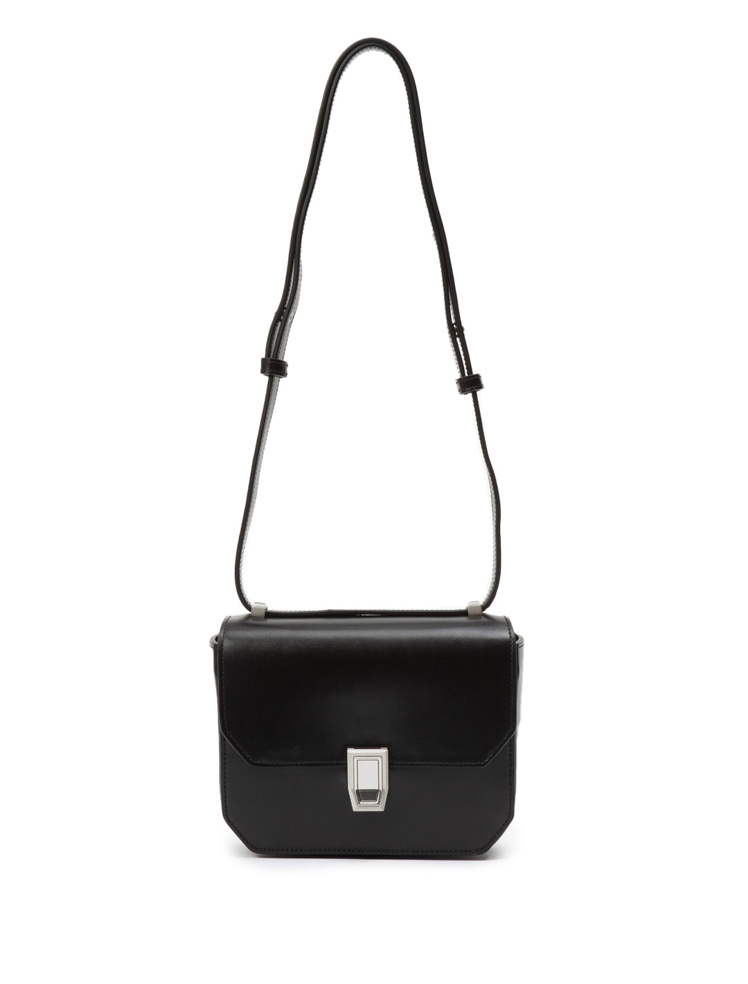 Front view of Rag & Bone's max small crossbody in black.
