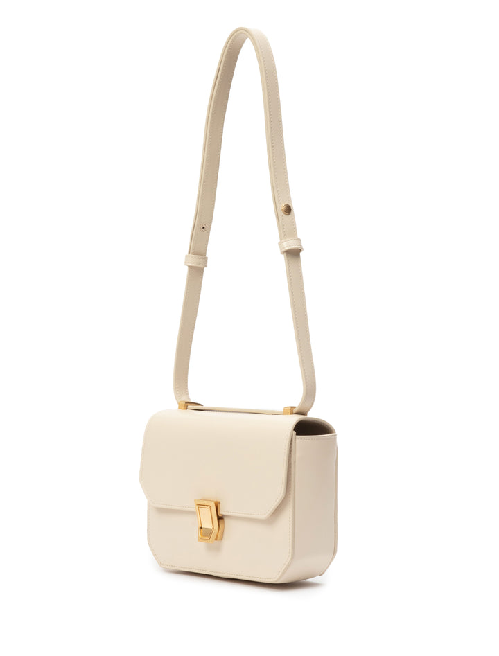 Side view of Rag & Bone's max small crossbody in greige.