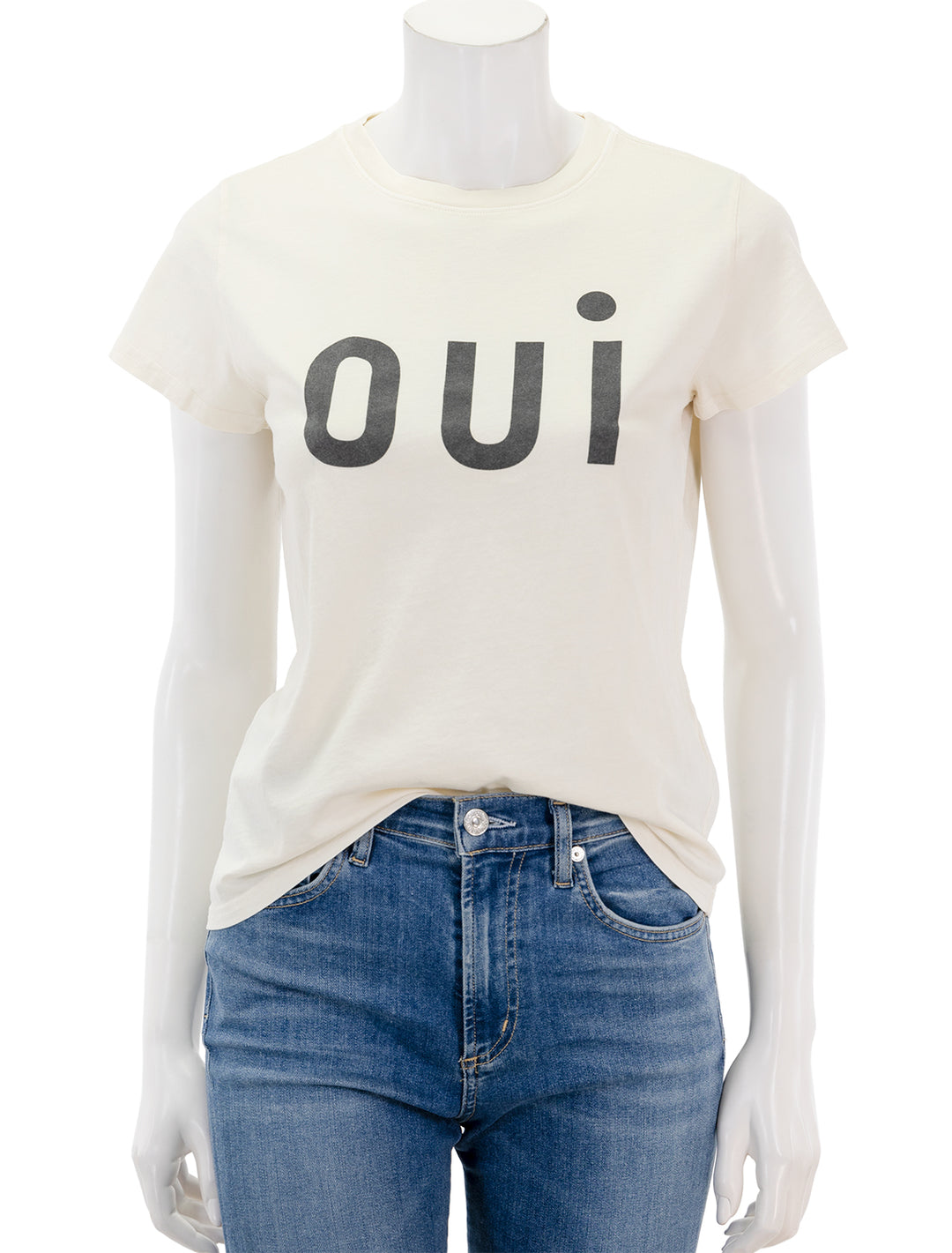 Front view of Clare V.'s classic oui tee in cream.