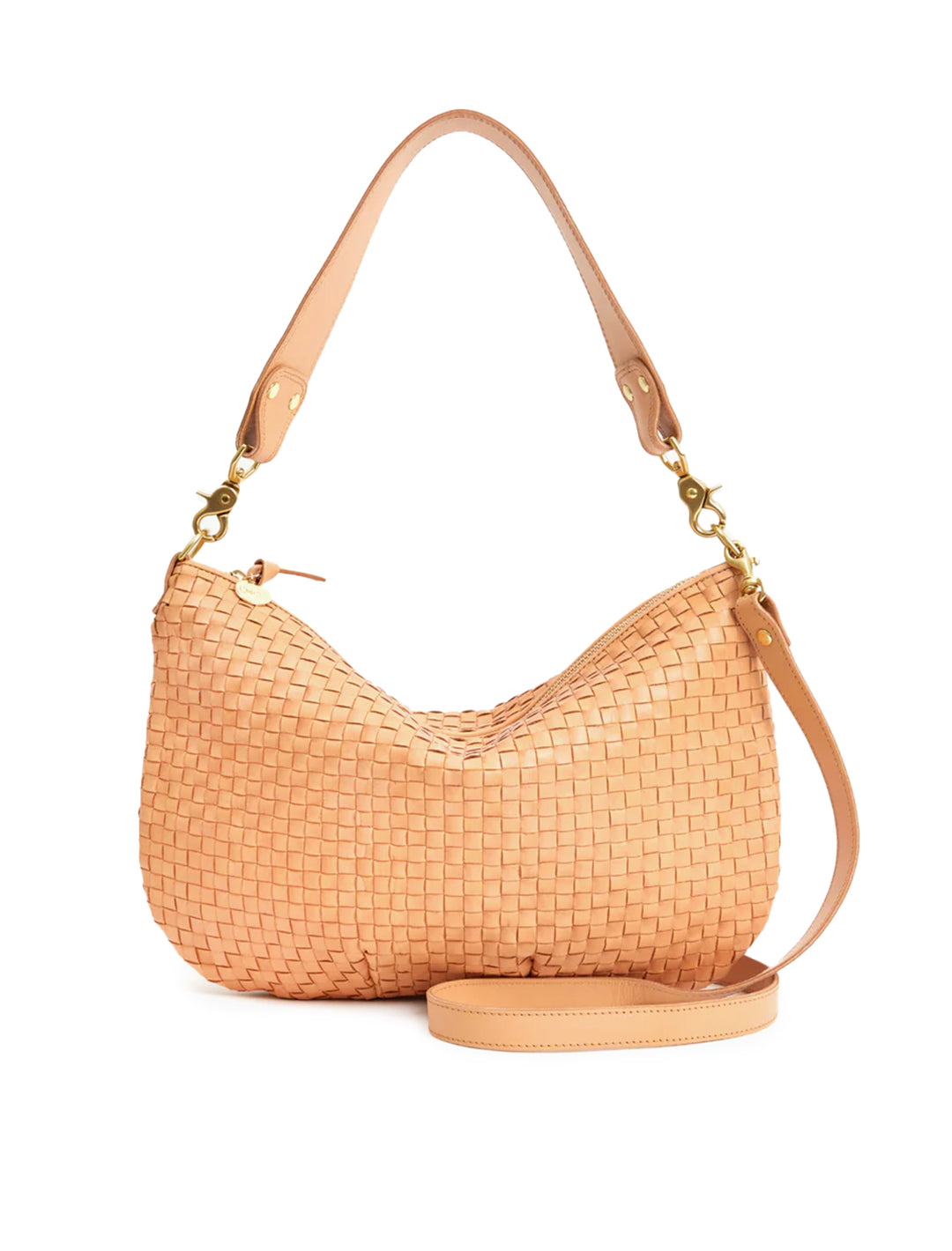 Front view of Clare V.'s moyen messenger in bisque woven.