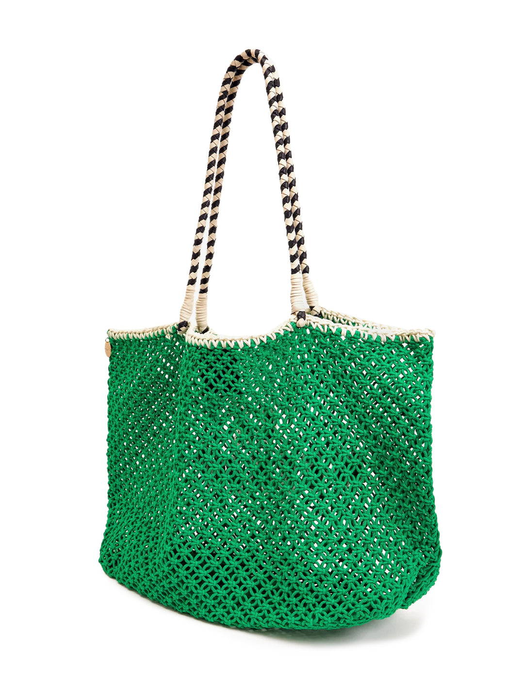 Back angle view of Clare V.'s lete tote | green crochet le weekend.