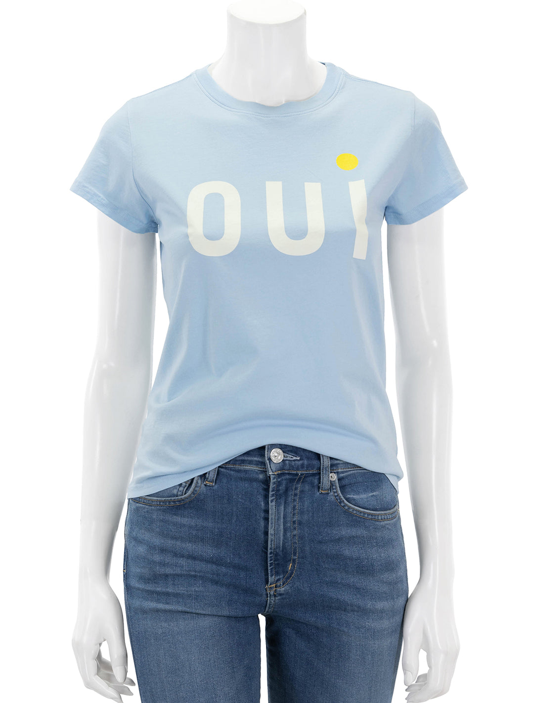 front view of classic tee in light blue