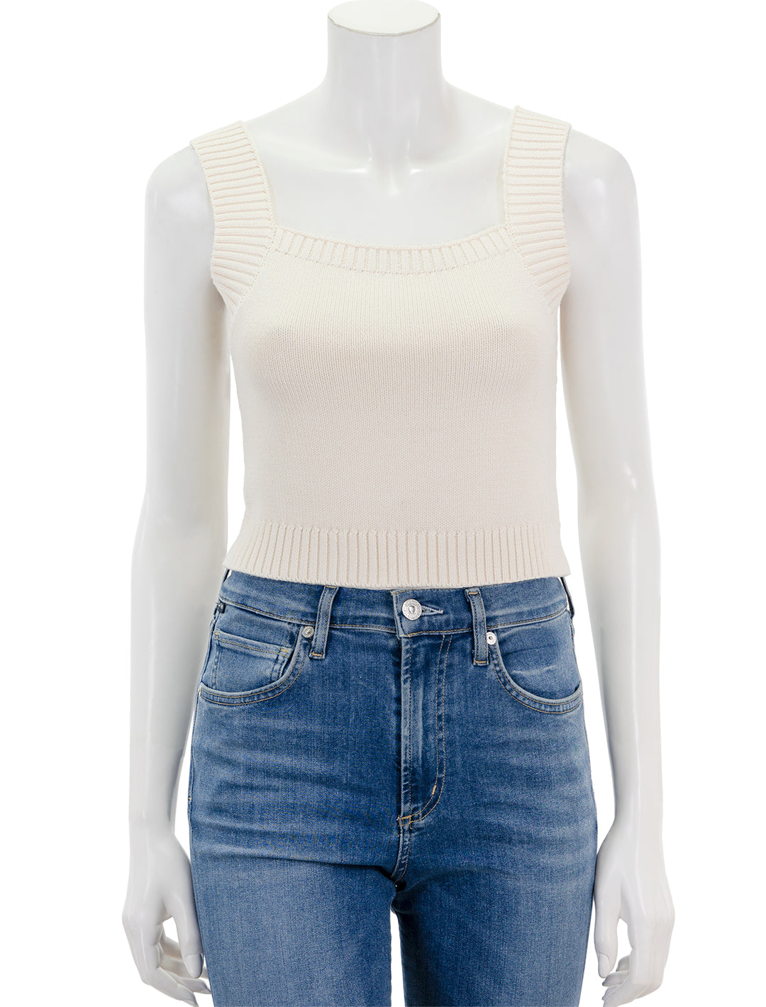 Front view of Lilla P.'s sweater tank in white.