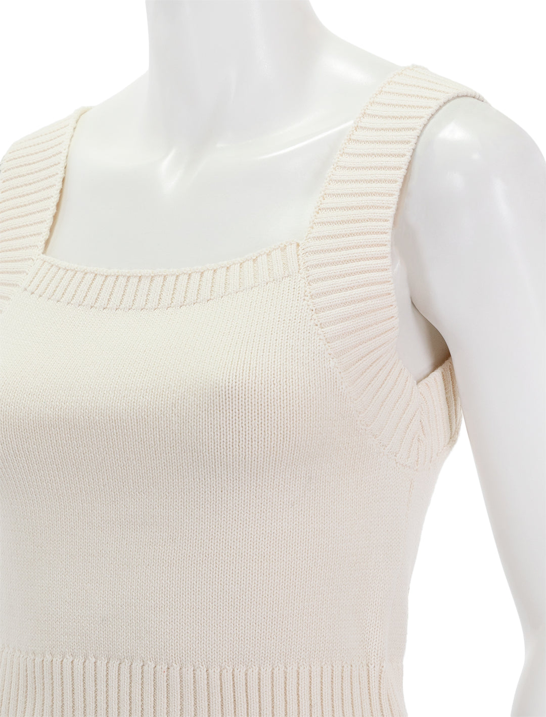 Close-up view of Lilla P.'s sweater tank in white.