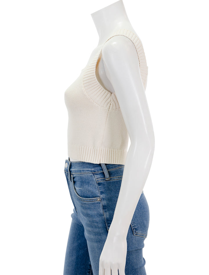 Side view of Lilla P.'s sweater tank in white.